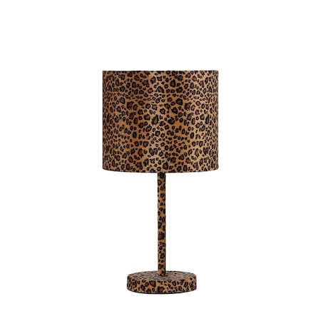 Homeroots 19 in. Modern Faux Leopard Print Suede Table Lamp, Leopard Print 468769
